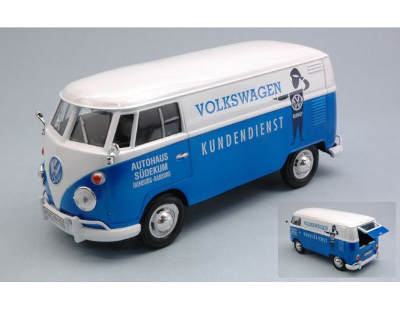 MOTORMAX MTM79573 VW TYPE 2 (T1) 1965 DELIVERY VAN KUNDENDIENST BLUE/WHITE 1:24 Modellino