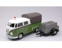 MOTORMAX MTM79676 VW T2 PICK UP ROAD MAINTENANCE TRAILER GREEN/WHITE 1:24 Modellino