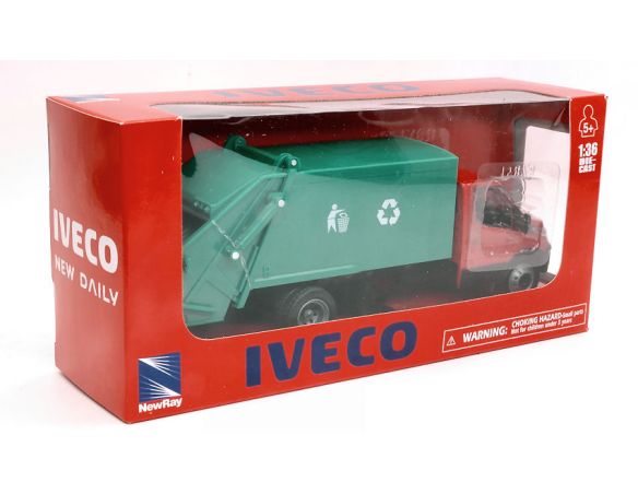 NEW RAY NY15873P IVECO DAILY RACCOLTA RIFIUTI ROSSO 1:36 Modellino