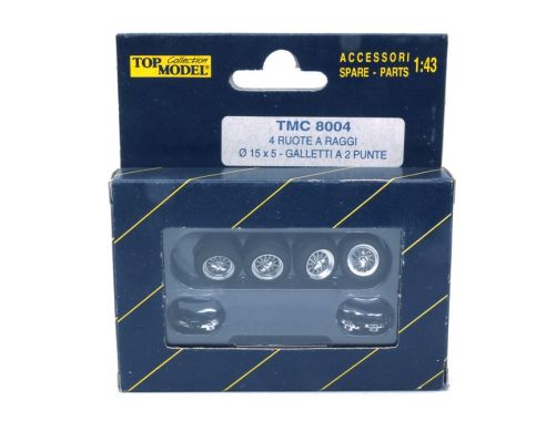 TOP MODEL TM8004 SET 4 RUOTE A RAGGI C/GALLETTI A 2 PUNTE 1:43 Modellino