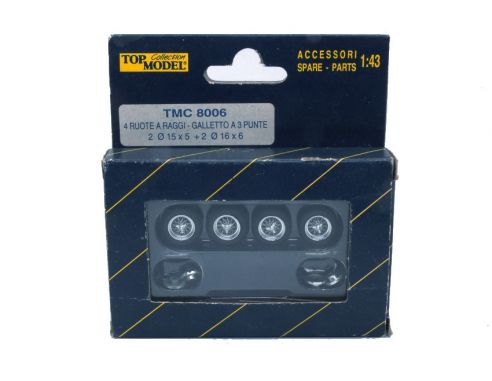 TOP MODEL TM8006 SET 4 RUOTE A RAGGI C/GALLETTI A 3 PUNTE 1:43 Modellino
