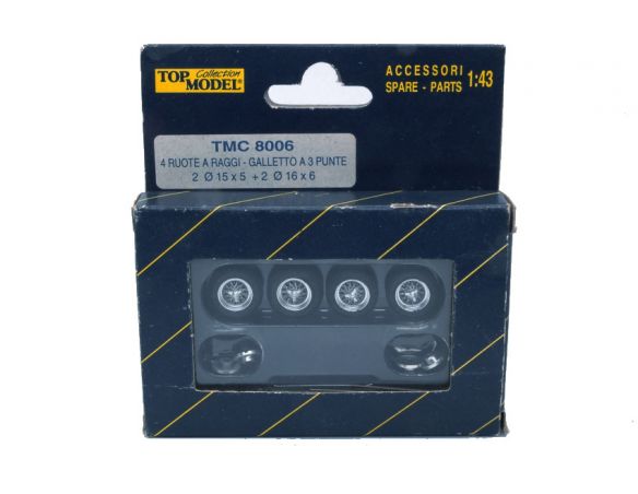 TOP MODEL TM8006 SET 4 RUOTE A RAGGI C/GALLETTI A 3 PUNTE 1:43 Modellino