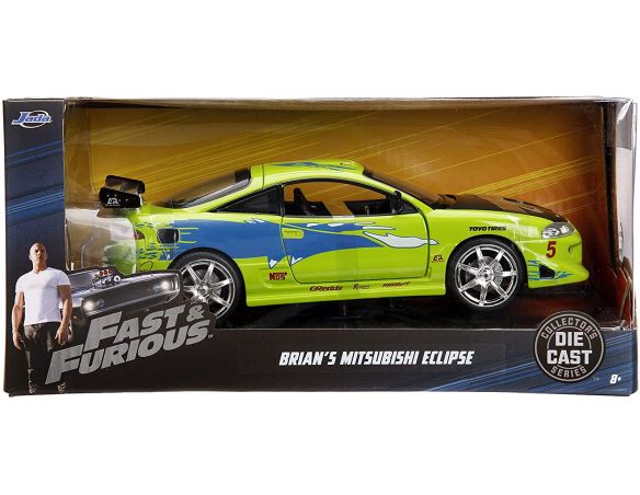 Jada 97603 Fast & Furious Mitsubishi Eclipse 1995 Brian's verde lime 1:24 Modellino