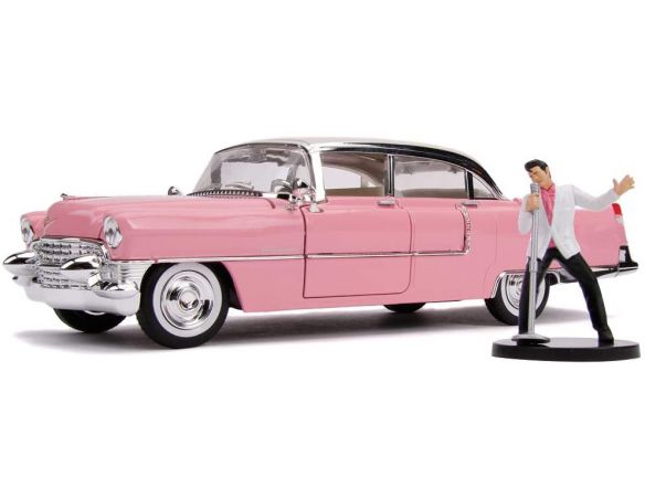JADA TOYS JADA31007 CADILLAC FLEETWOOD 1955 W/ELVIS PRESLEY 1:24 Modellino