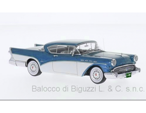 NEO SCALE MODELS NEO44074 BUICK ROADMASTER HARDTOP MET.BLUE/WHITE 1:43 Modellino