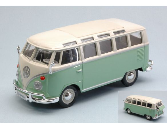 MAISTO MI31956G VW T1 SAMBA VAN 1962 PASTEL GREEN/CREAM 1:25 Modellino