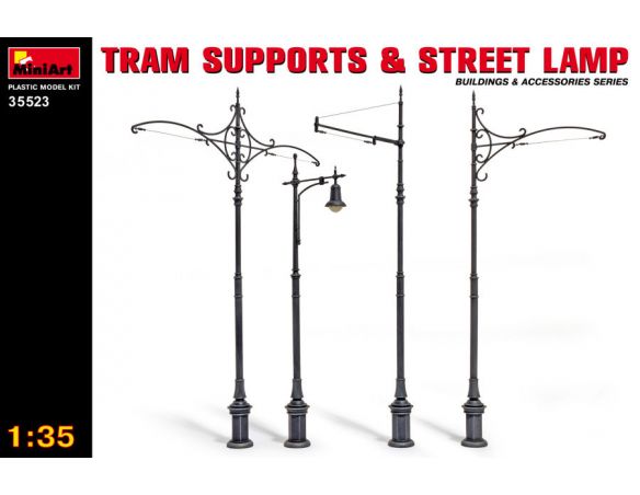 MINIART MIN35523 TRAM SUPPORTS AND STREET LAMPS KIT 1:35 Modellino