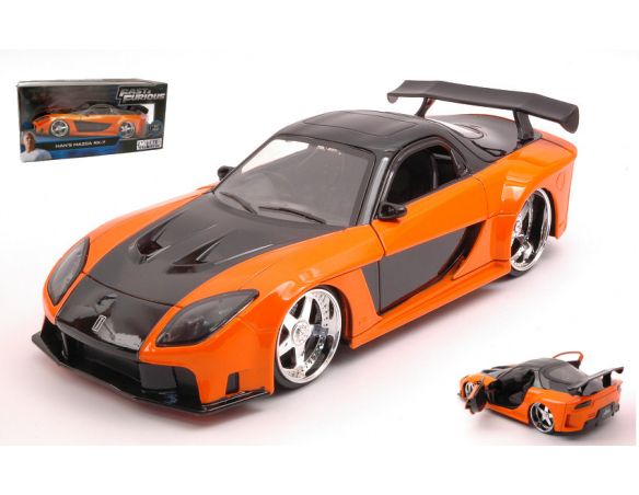 JADA TOYS JADA30732 HAN'S MAZA RX-7 1993 ORANGE/BLACK FAST & FURIOUS 1:24 Modellino