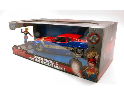 JADA TOYS JADA31193 FORD MUSTANG MACH 1 1973 W/CAPTAIN MARVEL FIGURE 1:24 Modellino