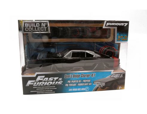 JADA TOYS JADA97363 DOM'S DODGE CHARGER R/T FAST & FURIOUS PRE PAINTED BLACK KIT 1:24 Modellino