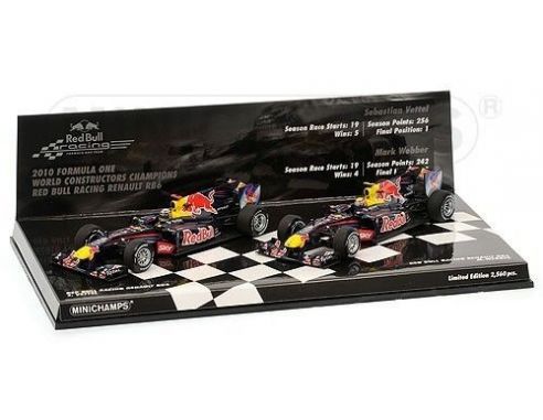 Minichamps PM412100506 RED BULL SET F1 CONSTRUCTORS CHAMPIONS 2010 PZ.2 VETTEL/WEBBER 1:43 Modellino