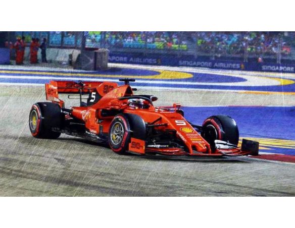 LOOKSMART LS18F1025 FERRARI SF90 N.5 WINNER SINGAPORE GP 2019 SEBASTIAN VETTEL 1:18 Modellino