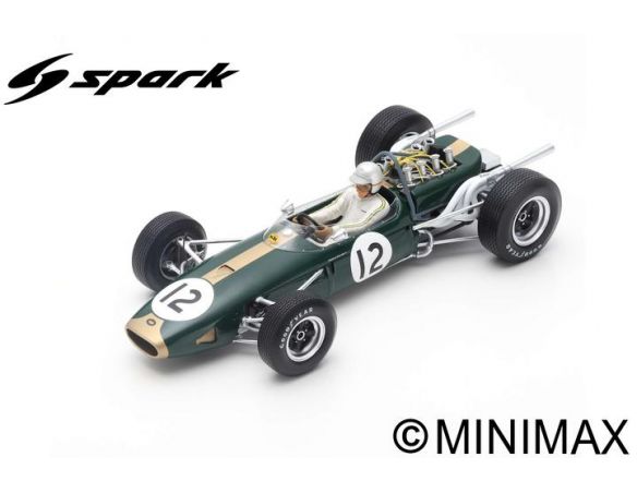 SPARK MODEL S18505 BRABHAM BT19 JACK BRABHAM 1966 N.12 WINNER FRENCH GP 1:18 Modellino