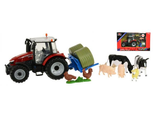 BRITAINS LC43205 MASSEY FERGUSON 5612 TRACTOR PLAYSET 1:32 Modellino