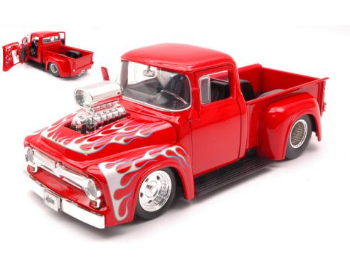 JADA TOYS JADA30715R FORD F-100 PICK UP 1956 RED W/FLAMES 1:24 Modellino