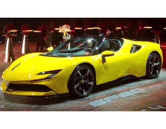 LOOKSMART LS504B FERRARI SF 90 STRADALE GIALLO MODENA/NERO 1:43 Modellino