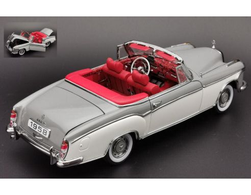 SUNSTAR SS3575 MERCEDES 220 SE CONVERTIBLE (W180 II) GREY WITH CANOPY OPEN 1:18 Modellino