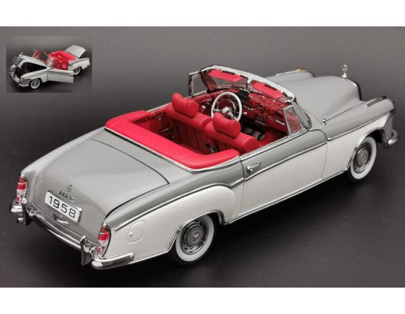 SUNSTAR SS3575 MERCEDES 220 SE CONVERTIBLE (W180 II) GREY WITH CANOPY OPEN 1:18 Modellino