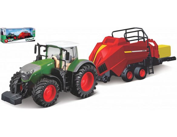 BBURAGO BU31663 FENDT 1050 VARIO TRACTOR + BALE LIFTER cm 27 Modellino