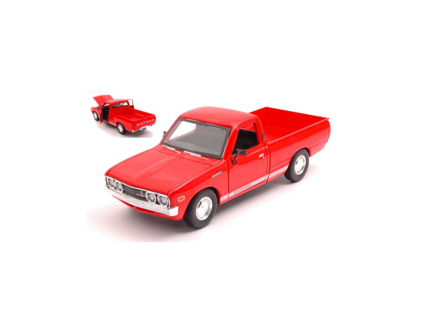 Modellino Maisto Datsun 620 Pickup 1973 Scala 1:24 – Rosso, Porte Apribili, 20 Cm