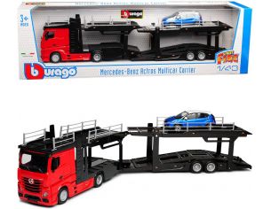 BBURAGO BU31457 PORTAUTO MERCEDES ACTROS 2545 RED + RENAULT CAPTUR 1:43 Modellino