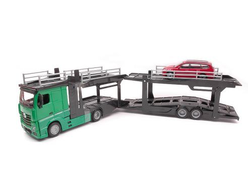 BBURAGO BU31459G PORTAUTO MERCEDES ACTROS 2545 GREEN + FORD FOCUS 1:43 Modellino