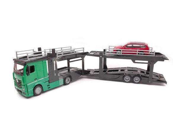 BBURAGO BU31459G PORTAUTO MERCEDES ACTROS 2545 GREEN + FORD FOCUS 1:43 Modellino