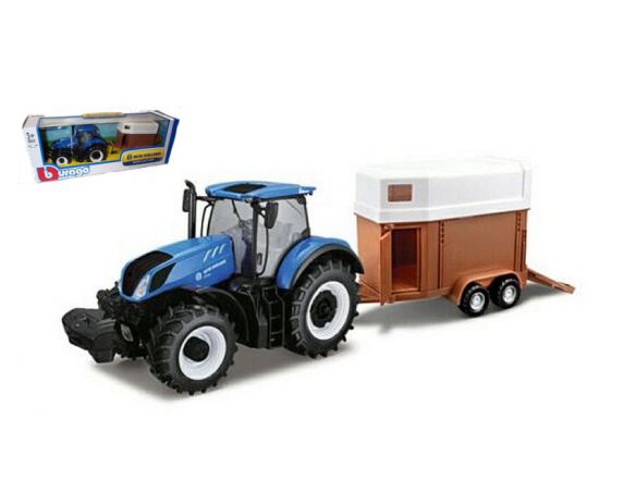 BBURAGO BU44069 NEW HOLLAND T7.315 TRACTOR + TRAILER 1:32 Modellino