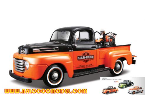 MAISTO MI32171 FORD F-1 PICK UP 1948 H.DAVIDSON W/1948 FL PANHEAD 1:24 Modellino