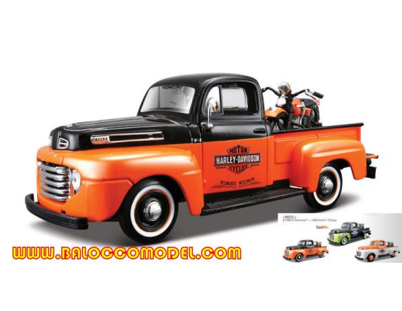MAISTO MI32171 FORD F-1 PICK UP 1948 H.DAVIDSON W/1948 FL PANHEAD 1:24 Modellino