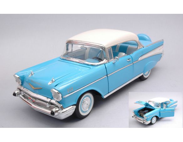 LUCKY DIE CAST LDC92109BW CHEVROLET BEL AIR HARD TOP 1957 BLUE W/WHITE ROOF1:18 Modellino
