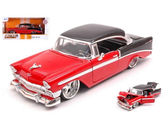 JADA TOYS JADA31861 CHEVROLET BEL AIR HARD TOP 1956 RED/BLACK 1:24 Modellino
