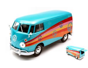 MOTORMAX MTM79583 VW TYPE 2 (T1) 1965 DELIVERY VAN PEACE GREEN/MIX COLORS 1:24 Modellino