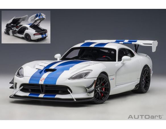 AUTOART AA71731 DODGE VIPER GTS-R COMMEMORATIVE EDITION 2017 WHITE W/BLUE STRIPES 1:18 Modellino