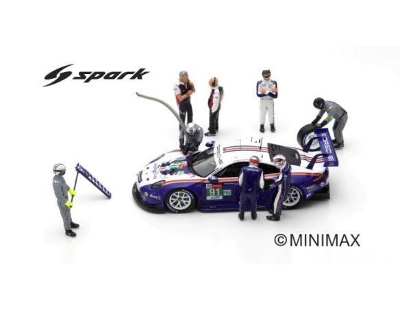 SPARK MODEL S43AC012 FIGURINE SET PORSCHE GT TEAM 24 H LE MANS 2018 CAR IS NOT INCLUDED 1:43 Modellino