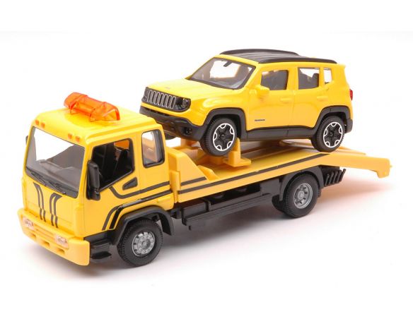 BBURAGO BU31417 PORTAUTO TOW TRUCK + JEEP RENEGADE 1:43 Modellino