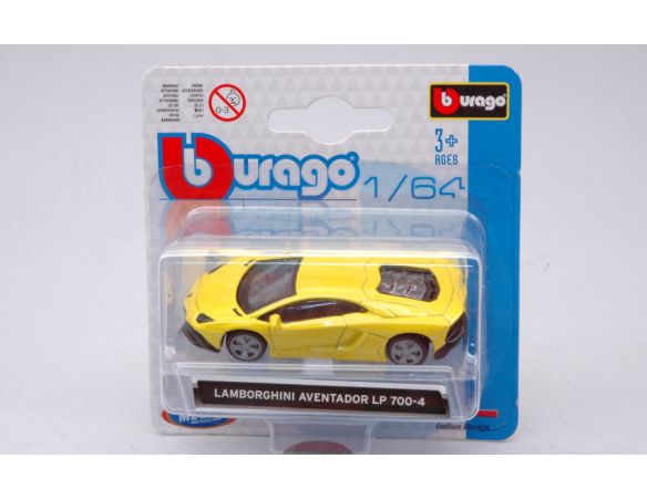 BBURAGO BU59029Y LAMBORGHINI AVENTADOR 50mo ANNIV.VERSION YELLOW 1:64 Modellino