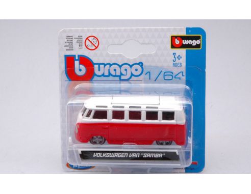 BBURAGO BU59036R VW T1 SAMBA VAN RED/WHITE 1:64 Modellino