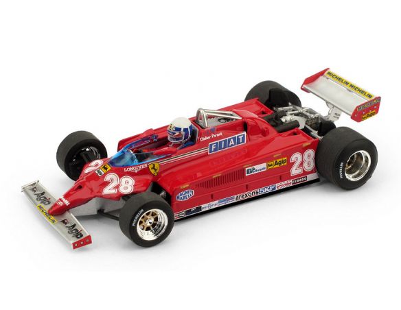 BRUMM BM0368CH FERRARI 126 CK DIDIER PIRONI 1981 N.28 4th MONACO GP W/PILOTE 1:43 Modellino