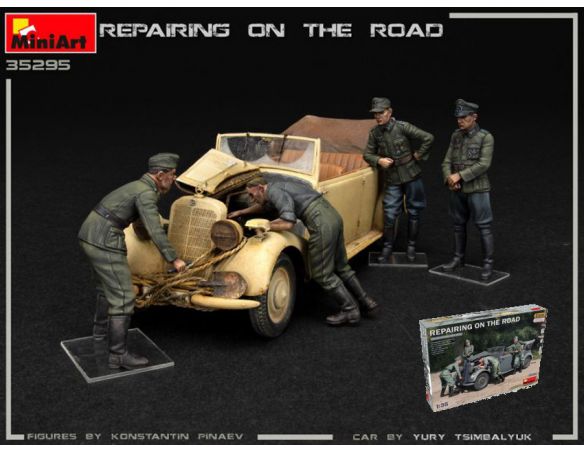 MINIART MIN35295 REPAIRING ON THE ROAD TYP 170V & 4 FIGURES KIT 1:35 Modellino