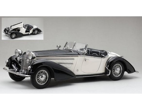SUNSTAR SS2405 HORCH 855 ROADSTER 1939 SILVER/BLACK 1:18 Modellino