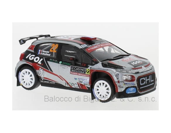 IXO MODEL RAM737 CITROEN C 3 R5 N.22 RALLY MONTE CARLO 2019 BOANTO-BOULLOUD 1:43 Modellino