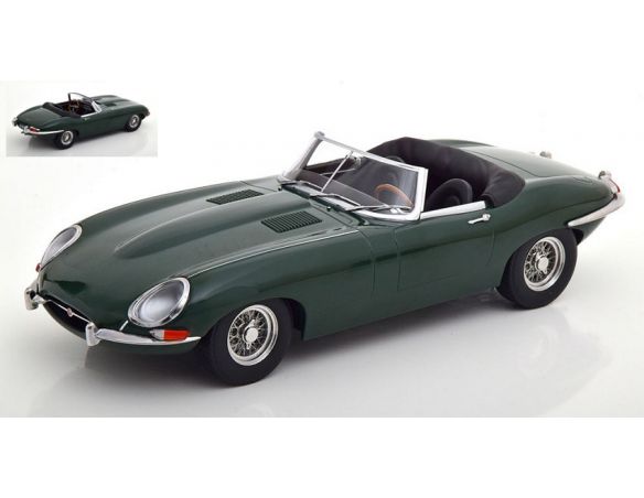 KK SCALE KKDC180481 JAGUAR E-TYPE CONVERTIBLE OPEN SERIES 1 1961 DARK GREEN 1:18 Modellino