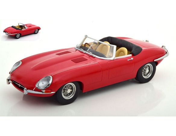 KK SCALE KKDC180482 JAGUAR E-TYPE CONVERTIBLE OPEN SERIES 1 1961 RED 1:18 Modellino