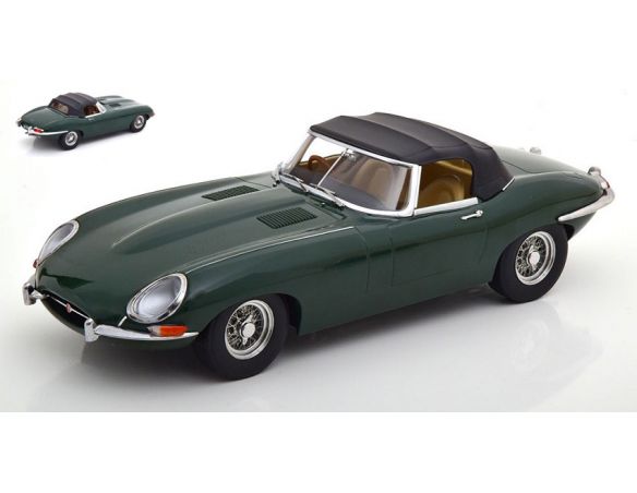 KK SCALE KKDC180483 JAGUAR E-TYPE CONVERTIBLE CLOSED SERIES 1 1961 DARK GREEN 1:18 Modellino