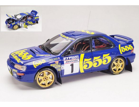 SUNSTAR SS5516 SUBARU IMPREZA 555 N.1 WINNER R.CATALUNYA 1996 C.MC RAE-D.RINGER 1:18 Modellino