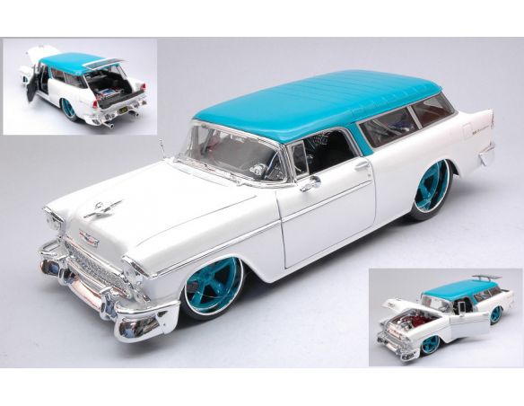 MAISTO MI32613 CHEVROLET NOMAD 1955 PEARL WHITE/TURQOISE 1:18 Modellino
