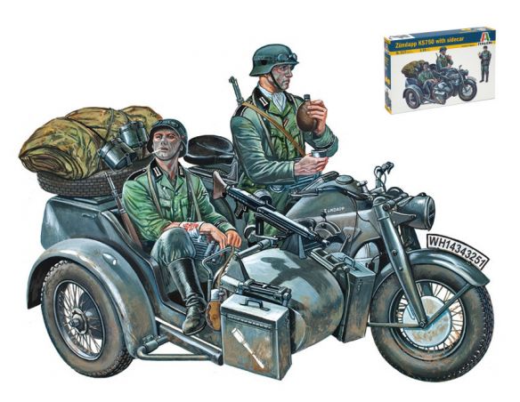 ITALERI IT0317 ZUNDAPP KS750 W/SIDECAR KIT 1:35 Modellino