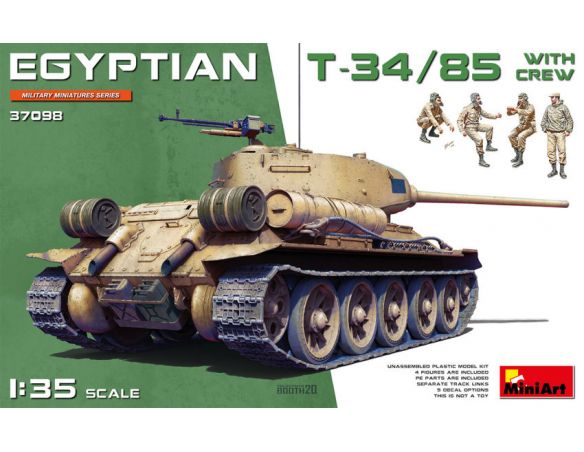 MINIART MIN37098 EGYPTIAN T-34/85 W/CREW KIT 1:35 Modellino