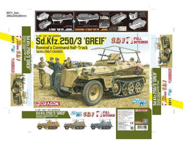 DRAGON D6911 SD.KFZ.250/3 GREIF 2 IN 1 KIT 1:35 Modellino